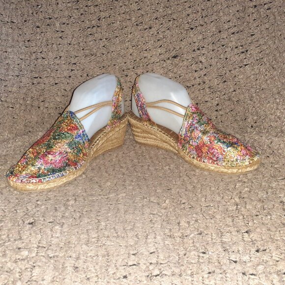 TONI PONS-Espadrille Sandals-Colorful Multicolor-Metallic-Sz 39/8.5-Excellent - Picture 4 of 8